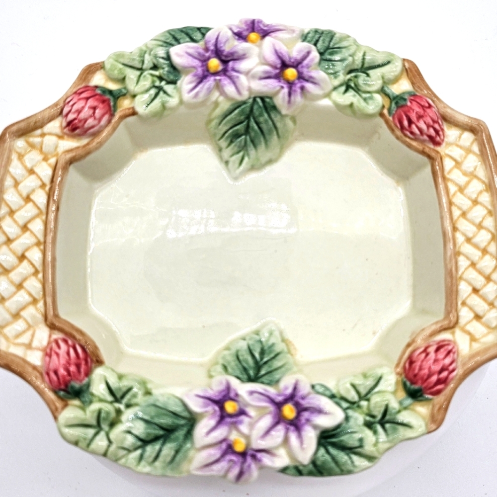 Fitz And Floyd Essentials Hand Crafted Floral Trinket Dish Soap Dish